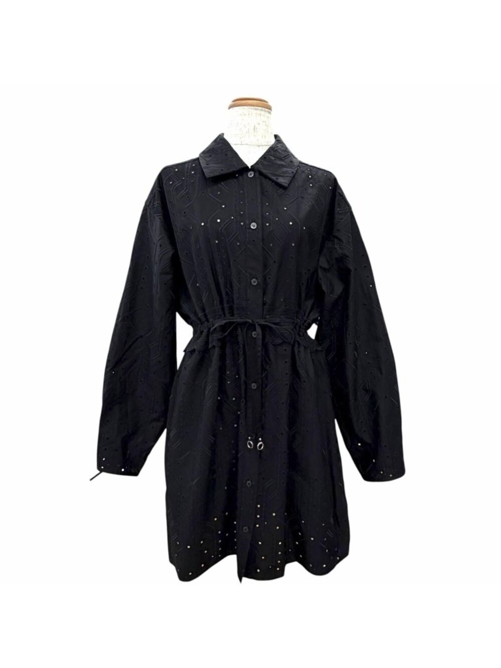 Hermes Aux Champs Remix Drawstring Embroidery Shirt Dress 40